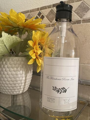 موزع مبيض لغرفة الغسيل من The Farmhouse Room Inc. - موزع زجاجة بمضخة للمبيض السائل - خالٍ من مادة BPA وموزع صابون بلاستيك PET سعة 1/2 جالون - زجاجة مبيض مقاومة للماء سعة 64 أونصة in Kuwait