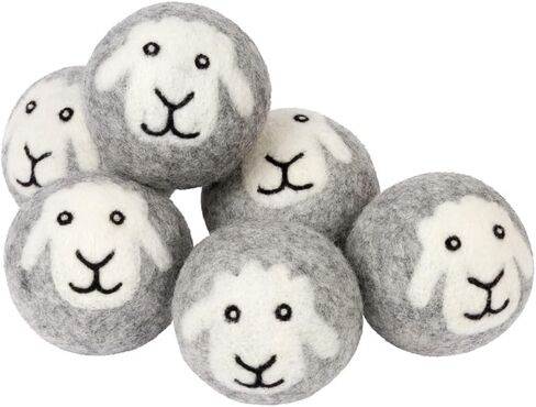 Wool Dryer Balls - Smart Sheep 6-Pack - XL Premium Natural Fabric Softener Award-Winning - Wool Balls Replaces Dryer Sheets - Wool Balls for Dryer - Laundry Balls for Dryer in Kuwait