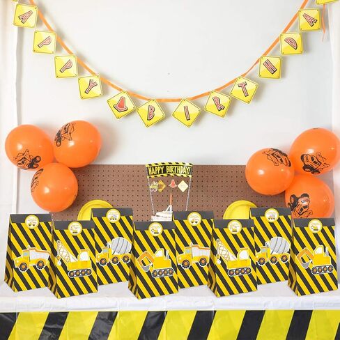 24 Pack Construction Party Bags with Thank You Stickers Construction Theme Party Supplies Candy Treat Bags Gift Bags for Construction Party Kids Boys Themed Party Supplies Decoration in Saudi Arabia