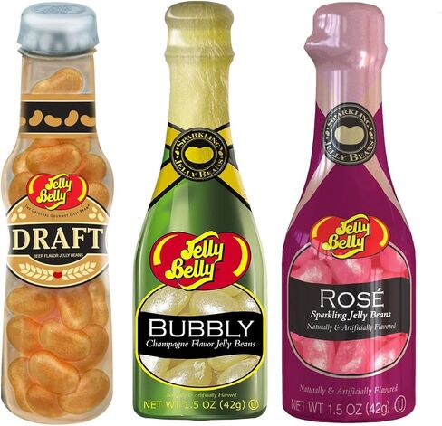 عبوة من 3 زجاجات صغيرة من جيلي بين تشيرز - البيرة والشامبيج ونبيذ الورد، 1.5 أونصة لكل منها (هدايا رائعة للحفلات أو هدايا الاستحمام) in Kuwait