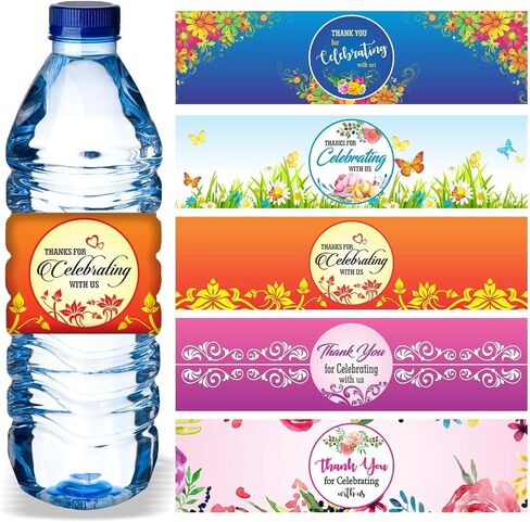 PARTH IMPEX Happy Birthday Water Bottle Labels - (Pack of 100) 8.5" x 2.25" Wrappers Wrap Around Party Decoration Stickers in Kuwait