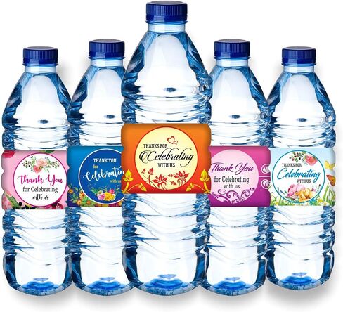 PARTH IMPEX Happy Birthday Water Bottle Labels - (Pack of 100) 8.5" x 2.25" Wrappers Wrap Around Party Decoration Stickers in Kuwait