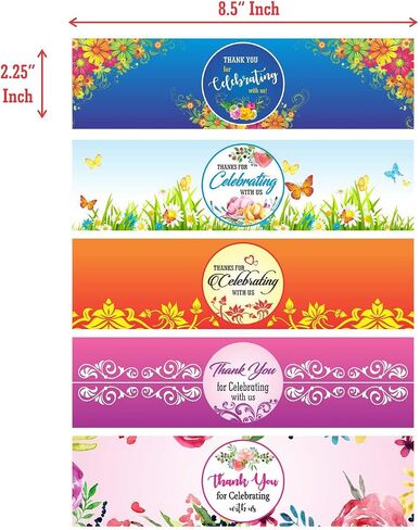 PARTH IMPEX Happy Birthday Water Bottle Labels - (Pack of 100) 8.5" x 2.25" Wrappers Wrap Around Party Decoration Stickers in Kuwait