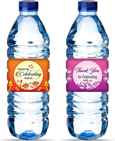 PARTH IMPEX Happy Birthday Water Bottle Labels - (Pack of 100) 8.5" x 2.25" Wrappers Wrap Around Party Decoration Stickers in Kuwait