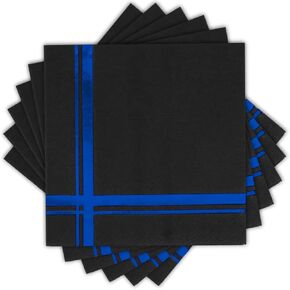 Dark Blue on Black Cocktail Napkins - 100 Pack, 5" x 5", 3-Ply Paper - Style Name: Blissful Crossing