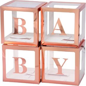 Baby Boxes with Letters for Baby Shower, Baby Shower Decorations with 4 Balloon Boxes for Gender Reveal Baby Shower Decorations(Black)
