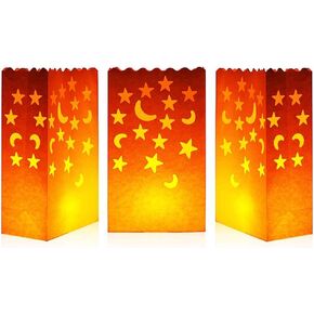 NT_Big 20 قطعة من أكياس الشموع المضيئة البيضاء الخاصة فانوس حقيبة نجوم القمر دائم قابلة لإعادة الاستخدام مواد القطن مثبطة للحريق الزفاف عيد الحب استقبال الخطوبة اقتراح الزواج in Kuwait