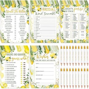 مجموعة ألعاب دش الزفاف 220 قطعة من Outus، بطاقات ألعاب الزفاف، بطاقات الأوكالبتوس والليمون، مستلزمات ألعاب الزفاف وأقلام الرصاص وإكسسوارات الأنشطة للعروس والعريس وحفلات الزفاف (نمط أخضر) in Kuwait