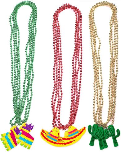 jollylife 21PCS Cinco de Mayo Fiesta Necklaces Bead- Mexican Birthday Party Favors Supplies Decorations in Kuwait