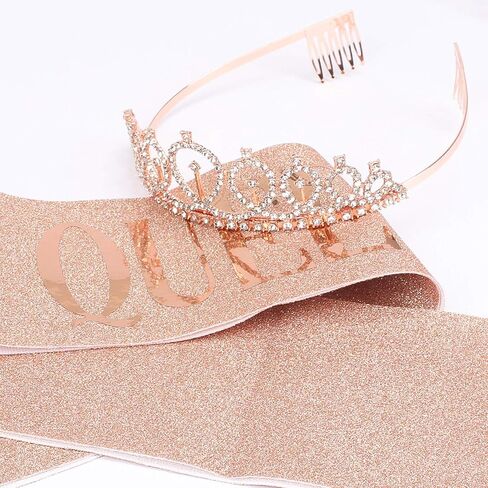 CAVETEE Birthday Crown and Sash for Women Birthday Queen Sash & Rhinestone Tiara Set Birthday Tiaras and Sashes for Women Birthday Decorations Black Birthday Queen Crowns Tiaras for Women in Kuwait