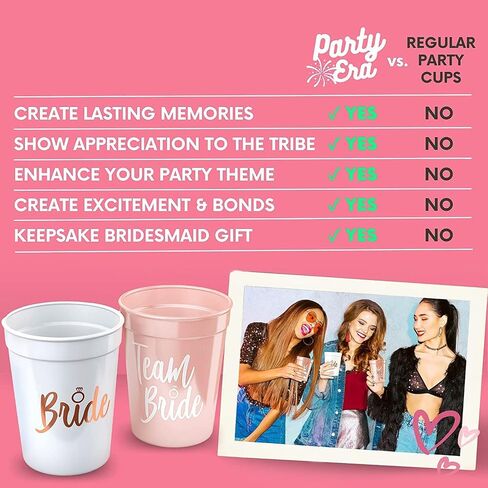 Team Bride Bachelorette Party Cups - Bride Cup & Bridesmaid Cups Bachelorette Party Decorations - Reusable Bachelorette Cups for the Bride Tribe - Bachelorette Party Favors for Bridesmaid Gifts, 16 oz in Kuwait