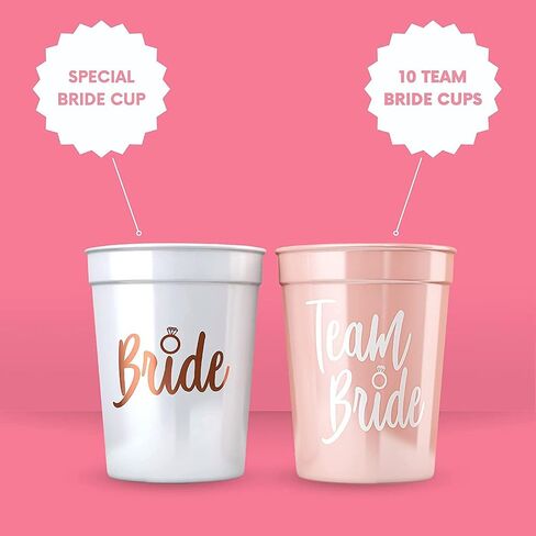 Team Bride Bachelorette Party Cups - Bride Cup & Bridesmaid Cups Bachelorette Party Decorations - Reusable Bachelorette Cups for the Bride Tribe - Bachelorette Party Favors for Bridesmaid Gifts, 16 oz in Kuwait