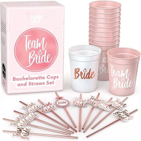 Team Bride Bachelorette Party Cups - Bride Cup & Bridesmaid Cups Bachelorette Party Decorations - Reusable Bachelorette Cups for the Bride Tribe - Bachelorette Party Favors for Bridesmaid Gifts, 16 oz in Kuwait