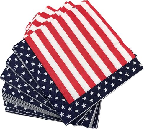 100 Pack Red White and Blue Patriotic Paper Napkins for 4th Of July, Patriotic Party, USA Napkins in Saudi Arabia