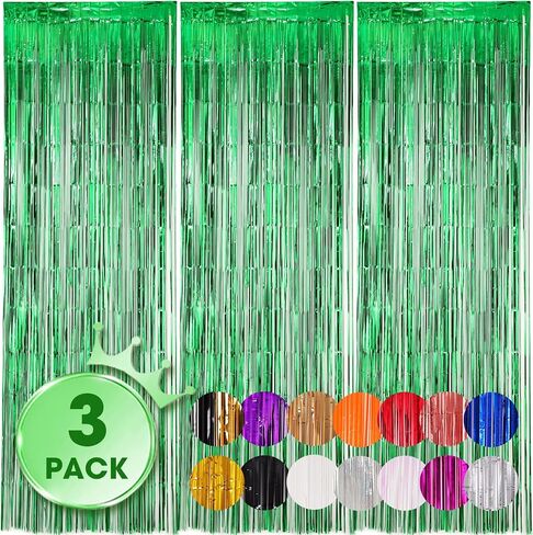 Voircoloria Dark Blue Foil Fringe Backdrop Curtains, 3.3x8.2ft, 3 Pack | Tinsel Streamers, Door Shimmer, For Baby Shower, Birthday Party Decorations, Graduations in Saudi Arabia