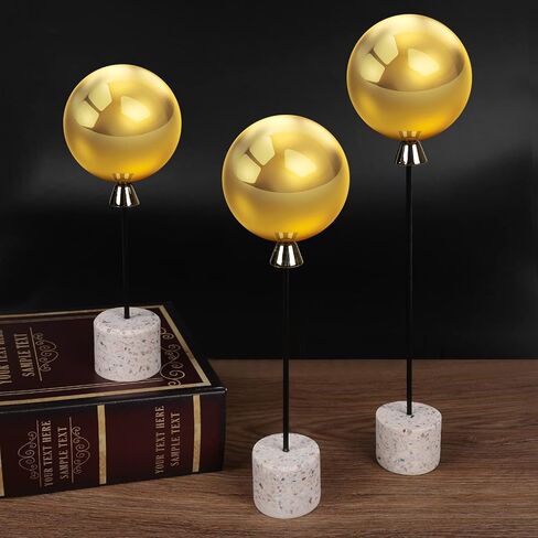 3 قطع من زخارف بالونات معدنية من PHIROWN، ديكور منزلي ذهبي مع 3 ارتفاعات مختلفة وكرات من الفولاذ المقاوم للصدأ، ديكورات طاولة مركزية للديكور الحديث لغرفة المعيشة وغرفة النوم ورف المطبخ in Kuwait