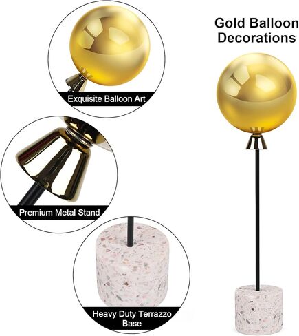 3 قطع من زخارف بالونات معدنية من PHIROWN، ديكور منزلي ذهبي مع 3 ارتفاعات مختلفة وكرات من الفولاذ المقاوم للصدأ، ديكورات طاولة مركزية للديكور الحديث لغرفة المعيشة وغرفة النوم ورف المطبخ in Kuwait