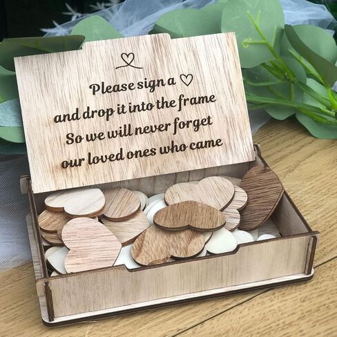 Y&K Homish Wedding Guest Book Alternative, Rustic Wedding Decorations for Reception, Favors for Guests 80 Hearts Green Wreath Antique White in Kuwait