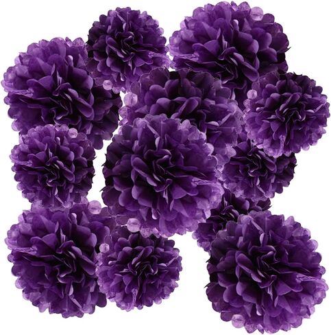 YESON Black and Gold Tissue Paper Pom Poms Hanging Tissue Flowers Poms Decorations Pack of 12 for Wedding, Birthday,Party Backdrop Decor ect. (12", 10",Tissue Paper Flowers) in Saudi Arabia