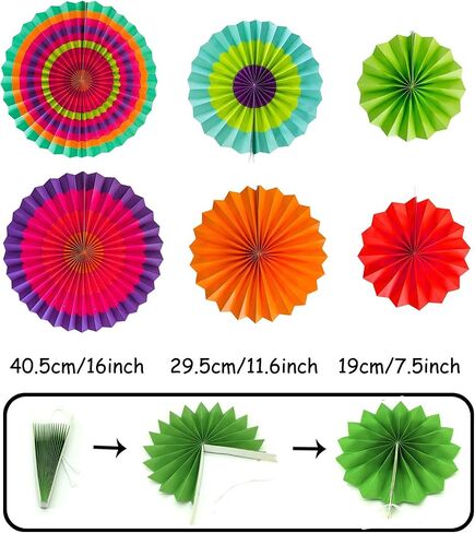ZERODECO Party Decoration, 21 Pcs Black and Gold Hanging Paper Fans, Pom Poms Flowers, Garlands String Polka Dot and Triangle Bunting Flags for Birthday Parties Wedding Décor, Table & Wall Decorations in Saudi Arabia