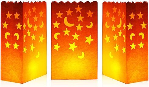 NT_Big 20 قطعة من أكياس الشموع المضيئة البيضاء الخاصة فانوس حقيبة نجوم القمر دائم قابلة لإعادة الاستخدام مواد القطن مثبطة للحريق الزفاف عيد الحب استقبال الخطوبة اقتراح الزواج in Kuwait