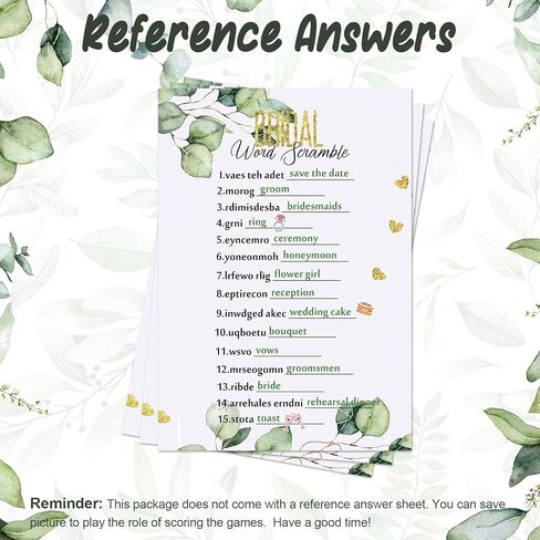 مجموعة ألعاب دش الزفاف 220 قطعة من Outus، بطاقات ألعاب الزفاف، بطاقات الأوكالبتوس والليمون، مستلزمات ألعاب الزفاف وأقلام الرصاص وإكسسوارات الأنشطة للعروس والعريس وحفلات الزفاف (نمط أخضر) in Kuwait