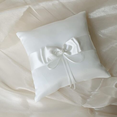 STAFUNI Wedding Ring Pillow, Pearl Ivory Satin Ring Bearer Pillow,Ring Bearer Cushion for Wedding Party in Kuwait