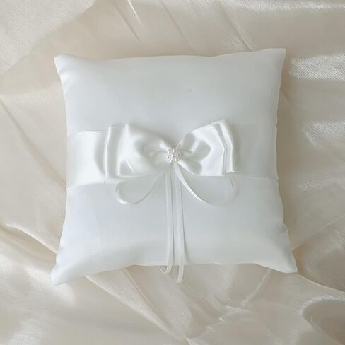 STAFUNI Wedding Ring Pillow, Pearl Ivory Satin Ring Bearer Pillow,Ring Bearer Cushion for Wedding Party in Kuwait