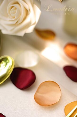 Lookein 300pcs Rose Petals Satin Flower Petals for Wedding Flower Girl Basket Table Centerpieces Aisle Runner Party Confetti Bridal Shower Dinner Wedding Decoration, Champagne Gold in Kuwait