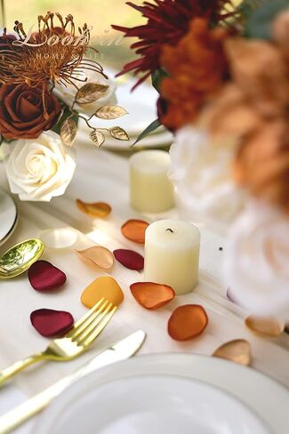 Lookein 300pcs Rose Petals Satin Flower Petals for Wedding Flower Girl Basket Table Centerpieces Aisle Runner Party Confetti Bridal Shower Dinner Wedding Decoration, Champagne Gold in Kuwait