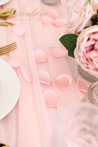 Lookein 300pcs Rose Petals Satin Flower Petals for Wedding Flower Girl Basket Table Centerpieces Aisle Runner Party Confetti Bridal Shower Dinner Wedding Decoration, Champagne Gold in Kuwait