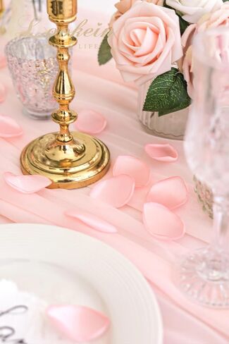 Lookein 300pcs Rose Petals Satin Flower Petals for Wedding Flower Girl Basket Table Centerpieces Aisle Runner Party Confetti Bridal Shower Dinner Wedding Decoration, Champagne Gold in Kuwait