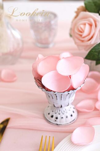 Lookein 300pcs Rose Petals Satin Flower Petals for Wedding Flower Girl Basket Table Centerpieces Aisle Runner Party Confetti Bridal Shower Dinner Wedding Decoration, Champagne Gold in Kuwait