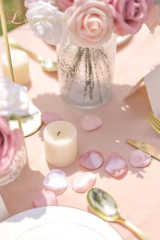 Lookein 300pcs Rose Petals Satin Flower Petals for Wedding Flower Girl Basket Table Centerpieces Aisle Runner Party Confetti Bridal Shower Dinner Wedding Decoration, Champagne Gold in Kuwait