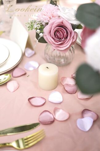 Lookein 300pcs Rose Petals Satin Flower Petals for Wedding Flower Girl Basket Table Centerpieces Aisle Runner Party Confetti Bridal Shower Dinner Wedding Decoration, Champagne Gold in Kuwait