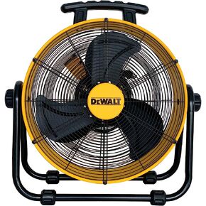 DEWALT DXF1840 Floor Fan, Industrial Fan, 18 Inch High Velocity Fan with 3-Speed Heavy Duty Air Circulator and 180 Adjustable Tilt, Large Electric Metal Rotating Garage Fan, Drum Fan for Work, Yellow in Kuwait