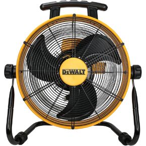 DEWALT DXF1840 Floor Fan, Industrial Fan, 18 Inch High Velocity Fan with 3-Speed Heavy Duty Air Circulator and 180 Adjustable Tilt, Large Electric Metal Rotating Garage Fan, Drum Fan for Work, Yellow