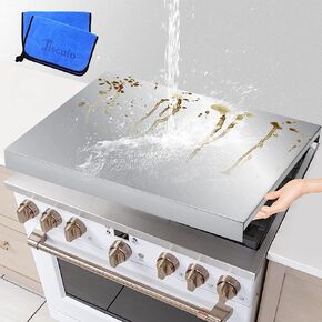 304 Food-Grade Stainless Steel Gas Stove Cover - Expand Kitchen Space, Easy to Clean, Heat-Resistant - 30x22x2.5 Inches - New simple and humanized design in Kuwait