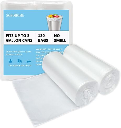 1 Gallon Trash Bags, Extra Small Strong Garbage Bags for Office Home Bathroom Car Desktop Wastebasket Liners, Clear 120 Count in Kuwait