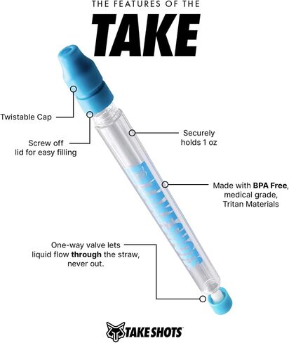 Take V2 - Shot Holder & Straw for Drinks & Chasers - Experience Shots On the Go - Fits All Standard Bottles, Glasses, & the Chase - 1oz (Arctic White) in Saudi Arabia