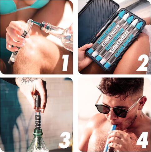 Take V2 - Shot Holder & Straw for Drinks & Chasers - Experience Shots On the Go - Fits All Standard Bottles, Glasses, & the Chase - 1oz (Arctic White) in Saudi Arabia