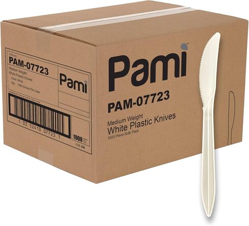 شوكات بلاستيكية متوسطة الوزن للاستعمال مرة واحدة من PAMI [عبوة من 1000 قطعة] - أدوات فضية بلاستيكية بيضاء كبيرة للحفلات وحفلات الزفاف وأكشاك تقديم الطعام وطلبات الوجبات الجاهزة والمزيد - شوكات حفلات قوية للاستخدام مرة واحدة in Kuwait