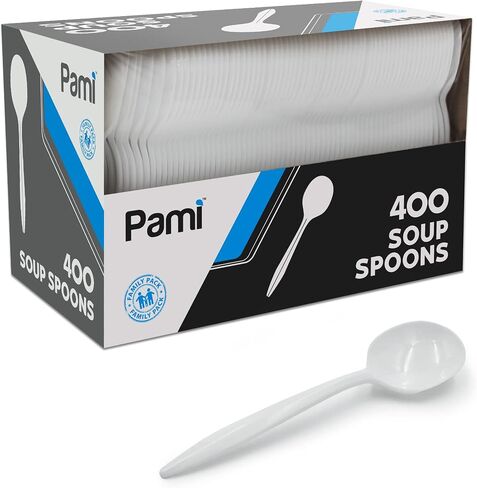 شوكة بلاستيكية متوسطة الوزن للاستعمال مرة واحدة من PAMI [400 قطعة] - أدوات فضية بلاستيكية بيضاء كبيرة للحفلات وحفلات الزفاف وأكشاك تقديم الطعام وطلبات الوجبات الجاهزة والمزيد - شوكات حفلات قوية للاستخدام مرة واحدة in Kuwait