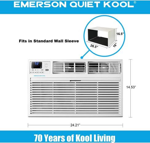 مكيف هواء Emerson Quiet Kool 12,000 BTU 230V Energy Star Smart من خلال الجدار، يبرد الغرف حتى 550 قدم مربع. قدم، مع جهاز تحكم عن بعد، وواي فاي، والتحكم الصوتي، ومؤقت 24 ساعة in Saudi Arabia