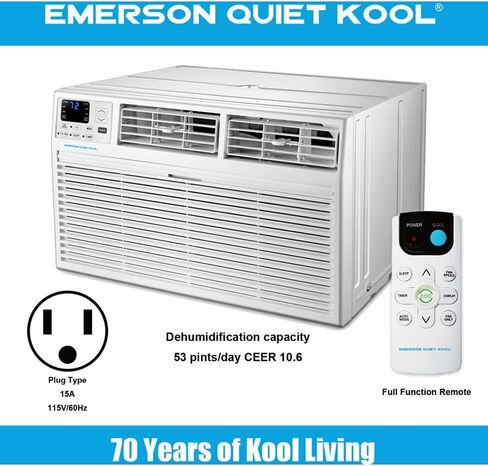 مكيف هواء Emerson Quiet Kool 12,000 BTU 230V Energy Star Smart من خلال الجدار، يبرد الغرف حتى 550 قدم مربع. قدم، مع جهاز تحكم عن بعد، وواي فاي، والتحكم الصوتي، ومؤقت 24 ساعة in Saudi Arabia