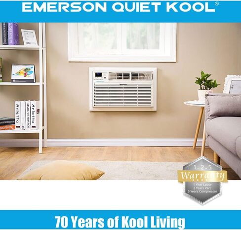 مكيف هواء Emerson Quiet Kool 12,000 BTU 230V Energy Star Smart من خلال الجدار، يبرد الغرف حتى 550 قدم مربع. قدم، مع جهاز تحكم عن بعد، وواي فاي، والتحكم الصوتي، ومؤقت 24 ساعة in Saudi Arabia
