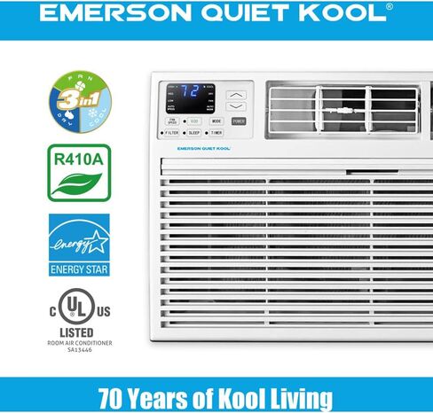مكيف هواء Emerson Quiet Kool 12,000 BTU 230V Energy Star Smart من خلال الجدار، يبرد الغرف حتى 550 قدم مربع. قدم، مع جهاز تحكم عن بعد، وواي فاي، والتحكم الصوتي، ومؤقت 24 ساعة in Saudi Arabia