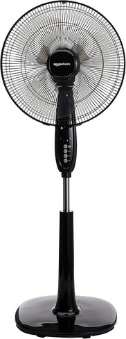 Amazon Basics Oscillating Dual Blade Standing Pedestal Fan with Remote - 16-Inch, Black in Saudi Arabia