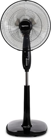 Amazon Basics Oscillating Dual Blade Standing Pedestal Fan with Remote - 16-Inch, Black in Saudi Arabia