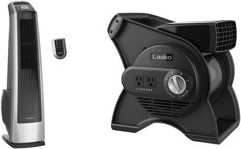 Lasko Oscillating High Velocity Tower Fan, Remote Control, Timer, 3 Powerful Speeds & High Velocity Floor Fan with Wall mount Option, 3 Powerful Speeds, Pivoting Fan Head, 2264QM in Saudi Arabia